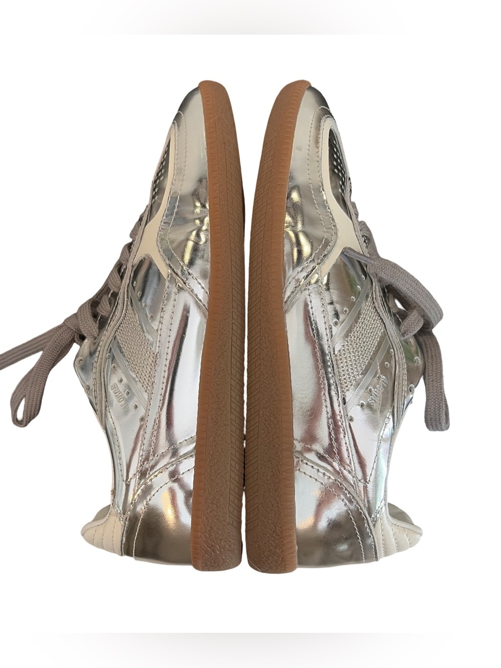 Alohas Tb.490 Women’s Sz 39 Silver Metallic Leather Rife Fashion Sneakers - Picture 6 of 9
